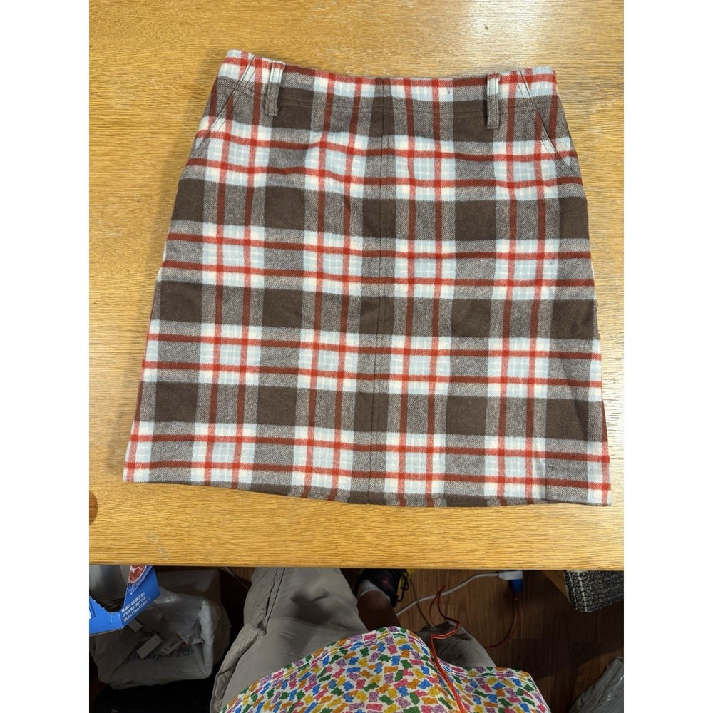 Vintage Eddie Bauer‎ Plaid Wool Skirt USA Made Lined Fall Winter Womens